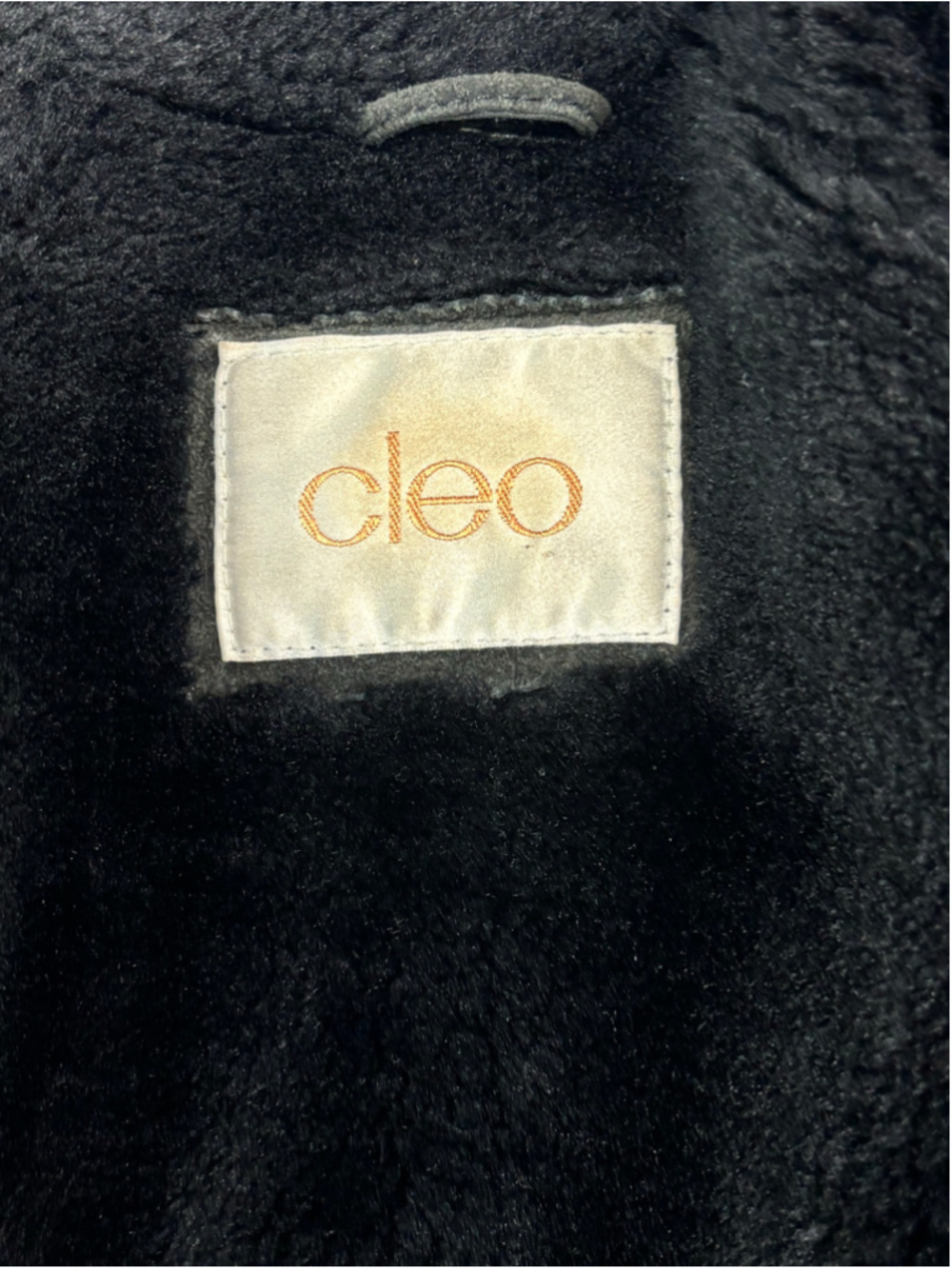 Vintage Cleo Genuine Suede Leather Coat Faux Shearling Trim Brown Large - Picture 4 of 11